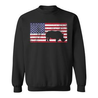 American Flag Rhino Rhinoceros 4Th Of July Usa Sweatshirt - Monsterry UK