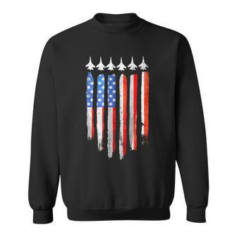 American Flag Usa Fighter Jet Patriot F16 Formation Sweatshirt - Monsterry