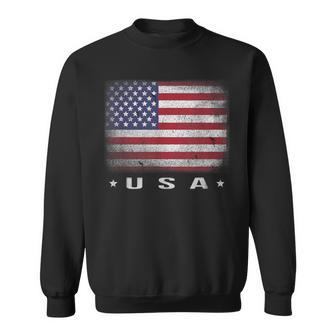 American Flag Usa July 4Th White Blue Red Faded Stripe Star Sweatshirt - Monsterry UK