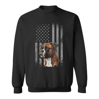 American Flag Usa Patriot Boxer Dog Dad Sweatshirt | Mazezy CA