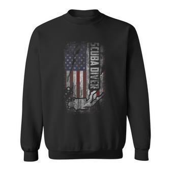 American Scuba Diving Patriot Usa Flag Scuba Diver Sweatshirt - Monsterry