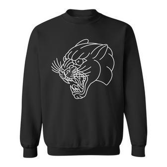 American Traditional Panther Head Outline Tattoo Sweatshirt - Monsterry CA