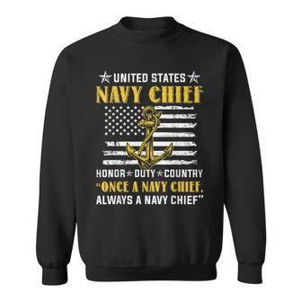 American Veteran Once A Navy Chief Always A Navy Chief Sweatshirt - Monsterry CA