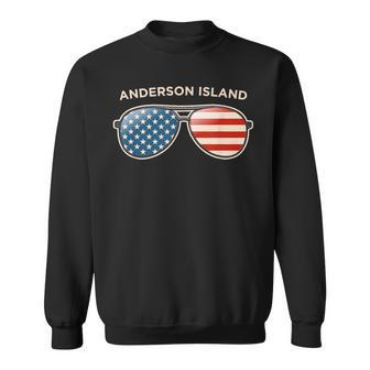 Anderson Island Wa Vintage Us Flag Sunglasses Sweatshirt - Monsterry