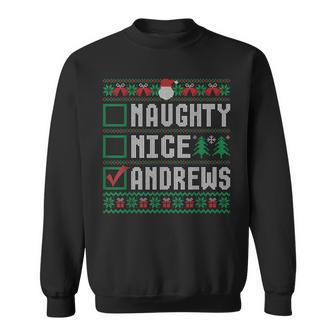 Andrews Family Name Xmas Naughty Nice Andrews Christmas List Sweatshirt - Seseable