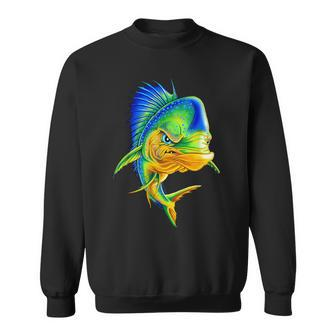 Angry Mahi Mahi Fish Sport Fishing Fisherman Sea Crew Sweatshirt - Monsterry