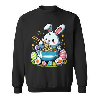 Anime Easter Bunny Eating Ramen Noodles With Easter Eggs Sweatshirt - Seseable