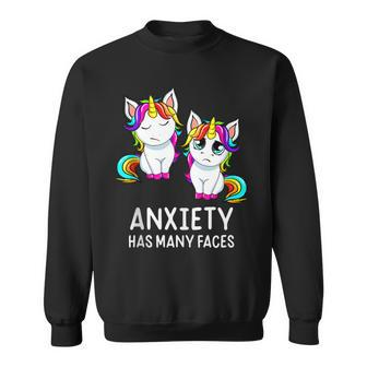 Anxiety Has Many Faces Unicorn Anxiety Has Many Faces Sweatshirt - Monsterry