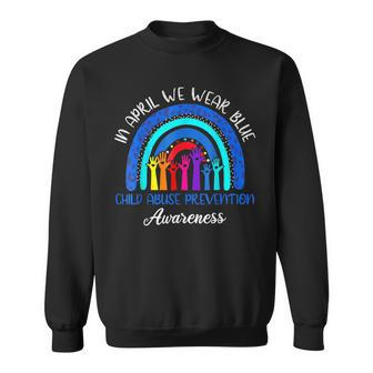 In April We Wear Blue Child Abuse Awareness Rainbow Sweatshirt - Thegiftio UK