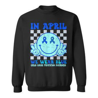 In April We Wear Blue Child Abuse Prevention Awareness Sweatshirt | Mazezy DE