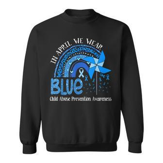 In April We Wear Blue For Child Abuse Prevention Awareness Sweatshirt | Mazezy