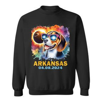Arkansas Total Solar Eclipse 2024 Beagle Dog Colorful Sweatshirt | Mazezy