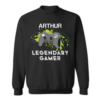 Arthur Name Personalized Grunge Legendary Gamer Sweatshirt - Seseable