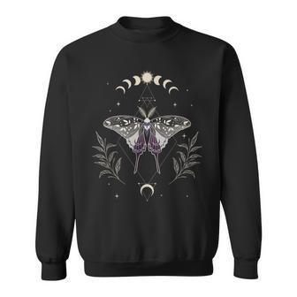 Asexual Luna Moth Cottagecore Lgbt Ace Demisexual Pride Flag Sweatshirt - Monsterry