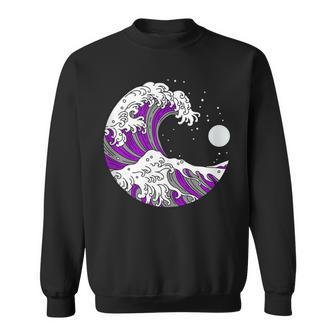 Asexual Pride Japanese Wave Lgbtq Ace Flag Lgbt Asexuality Sweatshirt - Monsterry