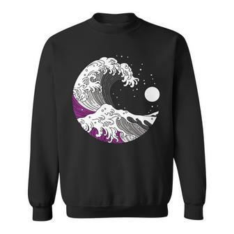 Asexual Pride Lgbtq Ace Flag Japanese Great Wave Sweatshirt - Monsterry