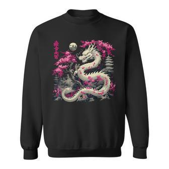 Asian Cherry Blossom Chinese Dragon Sweatshirt - Seseable