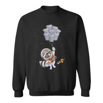 Astronaut Animal Raccoon Moon Trash Cans Space Sweatshirt - Seseable