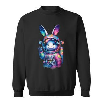 Astronaut Bunny Easter Day Rabbit Usa Outer Space Sweatshirt - Seseable