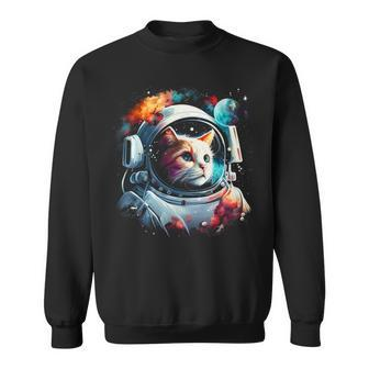 Astronaut Cat Or Space Cat On Galaxy Cat Lover Sweatshirt - Thegiftio UK