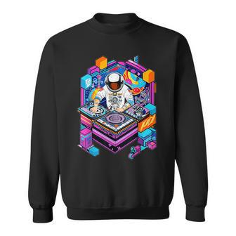 Astronaut Dj Djing In Space Edm Cool Graphic T Sweatshirt - Monsterry