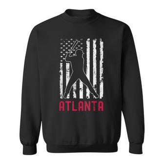 Atlanta American Flag Baseball Weathered Sweatshirt - Monsterry AU