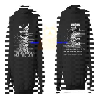 Atrás El Gato De Policía Azul Delgada Línea Bandera Americana Camisa de entrenamiento - Regaloses