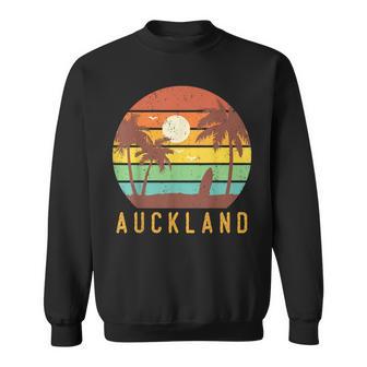 Auckland New Zealand Retro Surf Beach Vibe Vintage 70S Sweatshirt - Monsterry DE