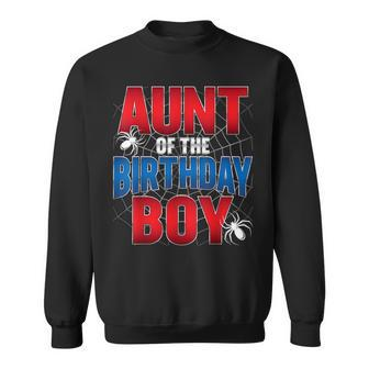 Aunt Of The Birthday Boy Costume Spider Web Birthday Party Sweatshirt - Monsterry AU