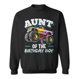 Aunt Of The Birthday Boy Monster Truck Birthday Party Sweatshirt | Mazezy