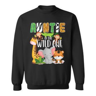Auntie Of The Wild One Zoo Theme Birthday Safari Animals Sweatshirt - Monsterry CA