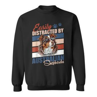 Aussie Easily Distracted By Australian Shepherds Vintage Sweatshirt - Monsterry