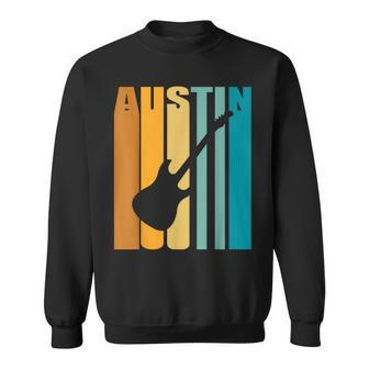 Austin Music Retro 70S Vintage Texas Tx Image Guitar Sweatshirt - Monsterry