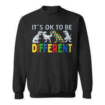 Autism Awareness Dinosaur Kid Boys It's Ok To Be Different Sweatshirt - Monsterry