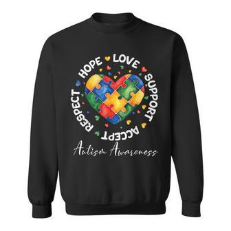 Autism Awareness Love Heart Puzzle Pieces Sweatshirt - Seseable