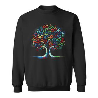 Autism Awareness Month Symbol Infinity Tree Watercolor Sweatshirt - Monsterry
