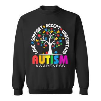 Autism Awareness Tree Love Support Accept Understand Sweatshirt - Monsterry UK