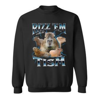 Autism Rizz Em With The Tism Meme Autistic Capybara Sweatshirt | Mazezy
