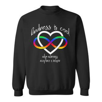 Autism Kindness Is Cool Autism Infinity Heart Rainbow Sweatshirt - Seseable