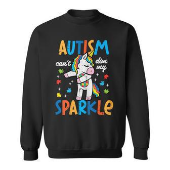 Autism Unicorn Floss Cant Dim My Sparkle Awareness Girls Kid Sweatshirt | Mazezy