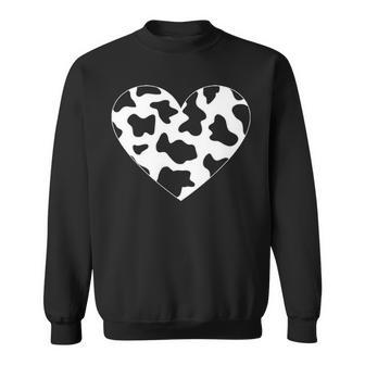 Awesome Cow Print Black & White Print Heart Sweatshirt | Mazezy