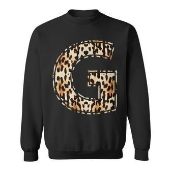 Awesome Letter G Initial Name Leopard Cheetah Print Sweatshirt - Monsterry
