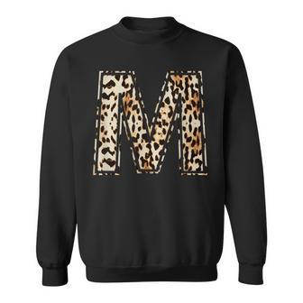 Awesome Letter M Initial Name Leopard Cheetah Print Sweatshirt - Monsterry