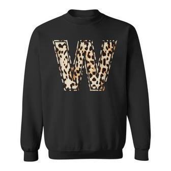 Awesome Letter W Initial Name Leopard Cheetah Print Sweatshirt - Monsterry