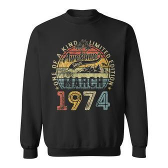 Awesome Since March 1974 Vintage 50Th Birthday Sweatshirt - Seseable