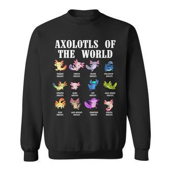 Axolotls Of The World Mexican Salamander Chart Amphibian Sweatshirt - Thegiftio UK