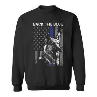 Back The Blue Thin Blue Line Flag K-9 German Shepherd Police Sweatshirt - Monsterry AU