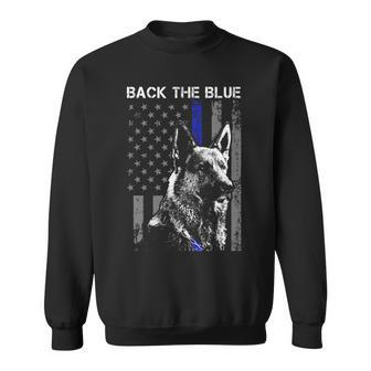 Back The Blue Thin Blue Line Flag K-9 German Shepherd Police Sweatshirt - Monsterry CA