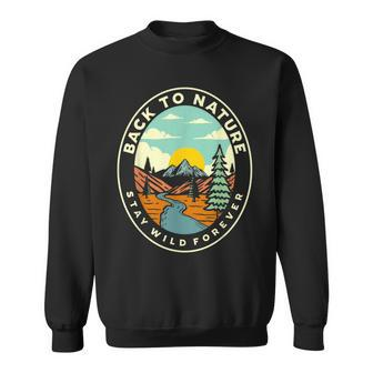 Back To Nature Stay Wild Retro Graphic Camp Camper Sweatshirt - Monsterry