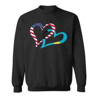 Bahamas Bahamian Americans Usa Flag Colors Heart Love Sweatshirt - Monsterry AU